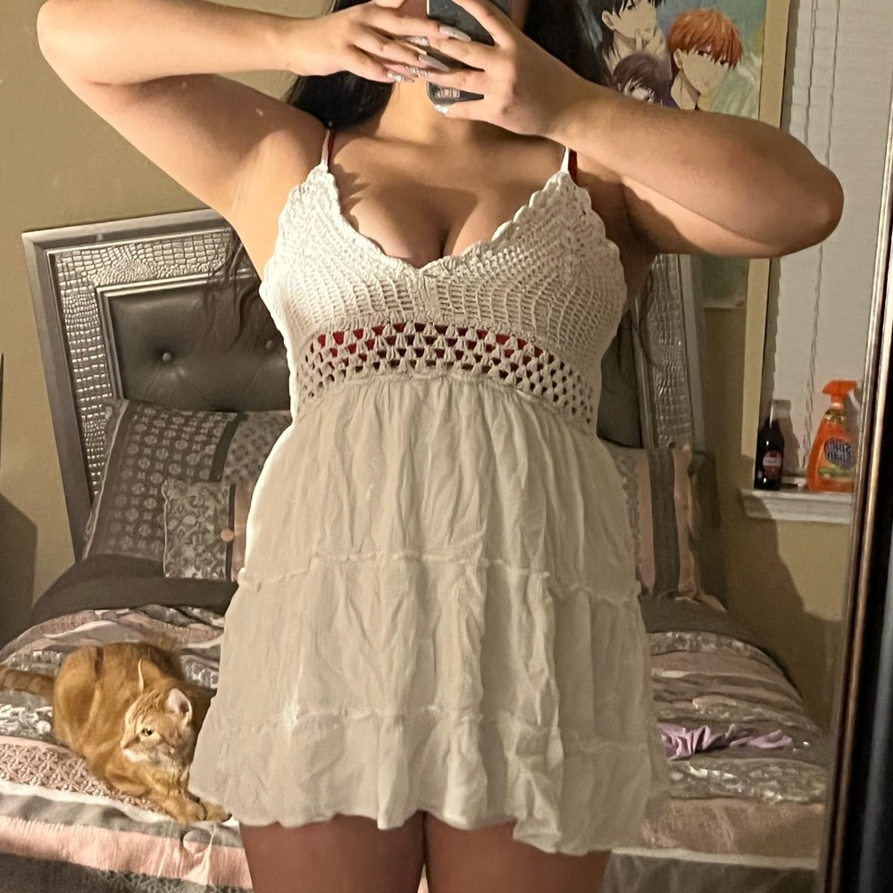 White knitted summer dress